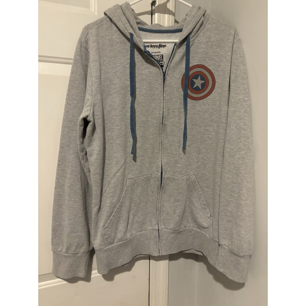 Marvel Avengers Jacket ‎ Zip Hoodie Blue/Gray Large Cotton Sleeves Pockets